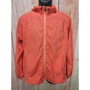 Asics Womens Coral Hooded Windbreaker Running Jacket Large 100% Polyester
